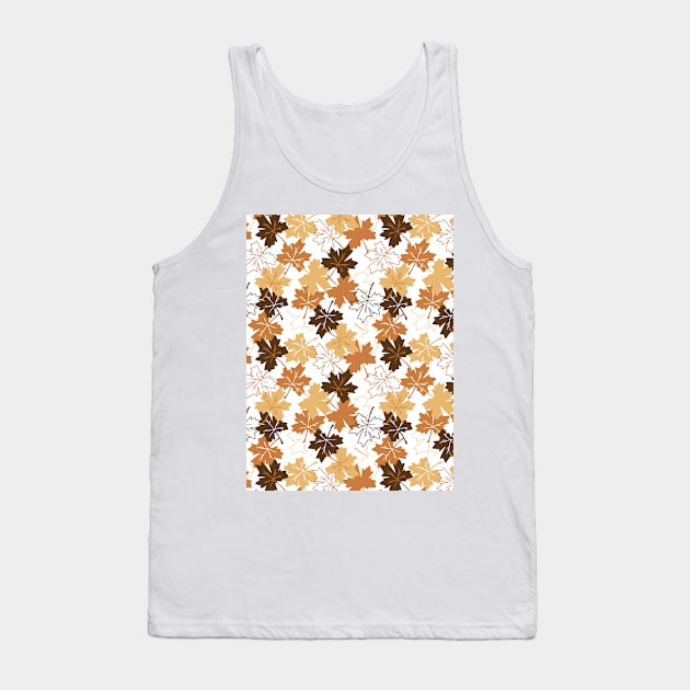 Golden and Brown Colors Autumn Leaves Pattern Tank Top by FlinArt